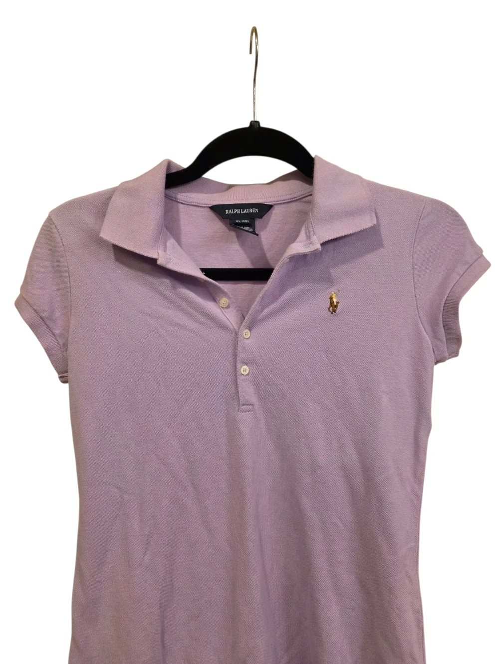 RALPH LAUREN Lilac Cotton‎ Ruffle Hem Polo Shirt Dress - Size XL (16)